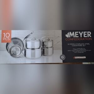 Meyer Confederation 10 Piece Stainless Steel Cookware Set, New, Pan Pot Cooking